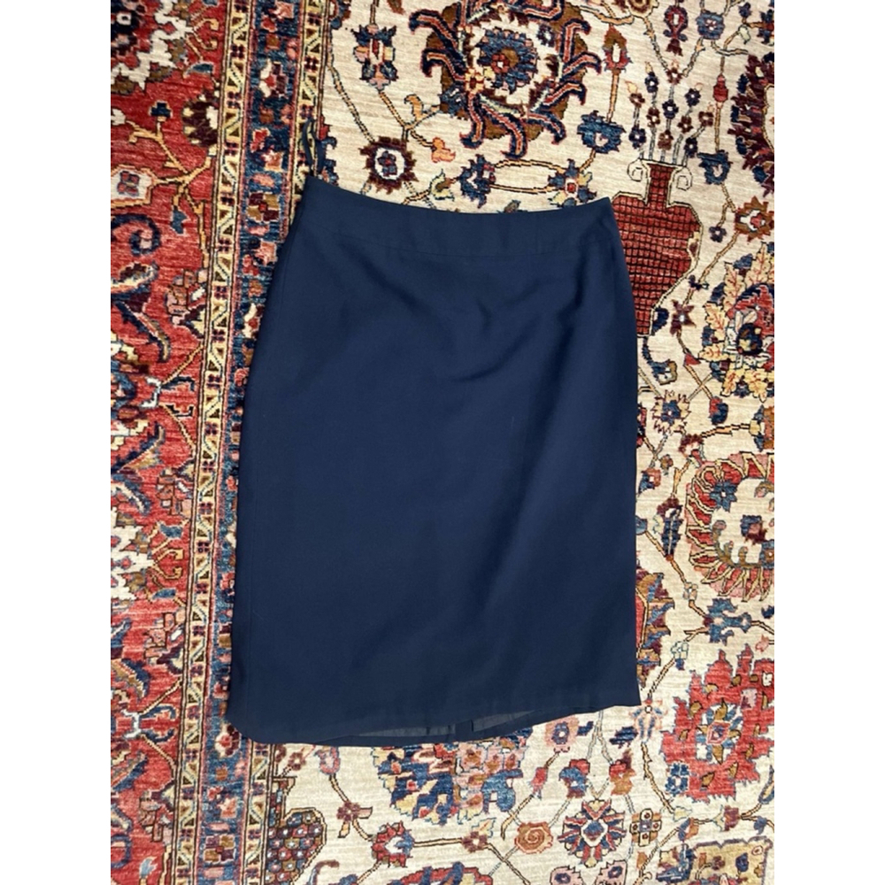 Womens Vintage Mary McFadden Collection Navy Blue Workwear Pencil Skirt